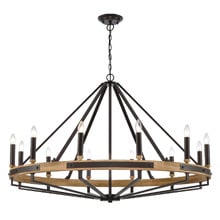 Corey Iron & Oak Wood 12 Light Pendant